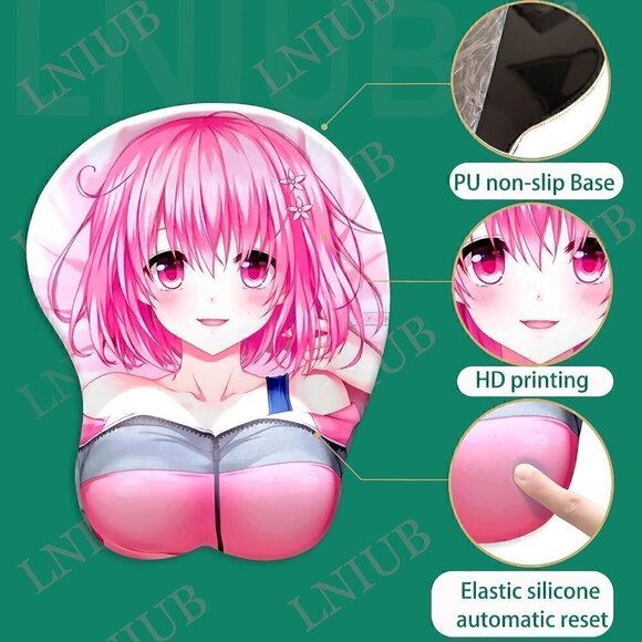 4 cm Wrist Cushion Love Momo Belia Deviluke Chest Mouse Pad Wrist Rest Support - Picture 2 of 10